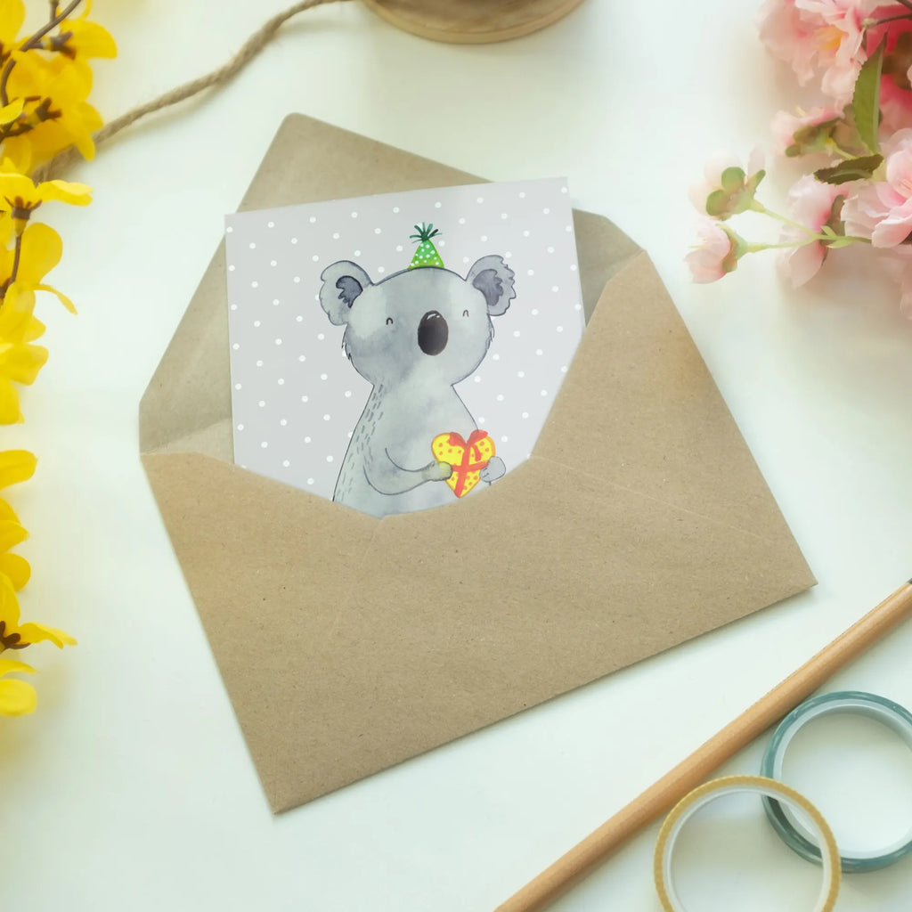 Grußkarte Koala Geschenk Grußkarte, Klappkarte, Einladungskarte, Glückwunschkarte, Hochzeitskarte, Geburtstagskarte, Karte, Ansichtskarten, Koala, Koalabär, Geschenk, Geburtstag, Party