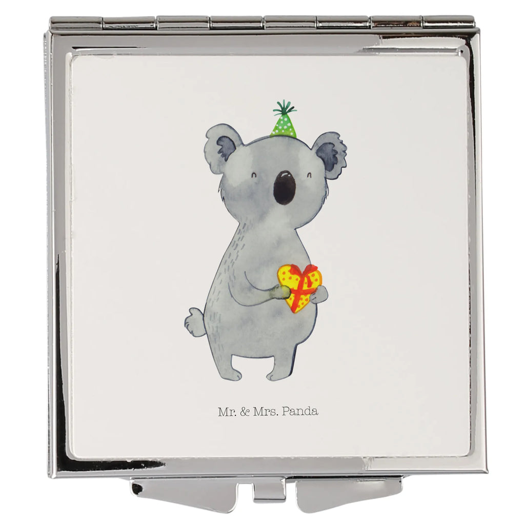 Handtaschenspiegel quadratisch Koala Geschenk Spiegel, Handtasche, Quadrat, silber, schminken, Schminkspiegel, Koala, Koalabär, Geschenk, Geburtstag, Party