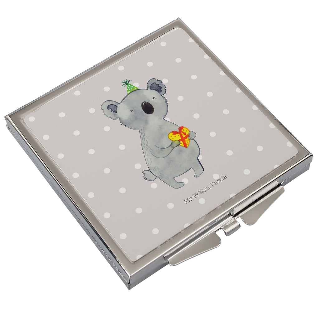 Handtaschenspiegel quadratisch Koala Geschenk Spiegel, Handtasche, Quadrat, silber, schminken, Schminkspiegel, Koala, Koalabär, Geschenk, Geburtstag, Party