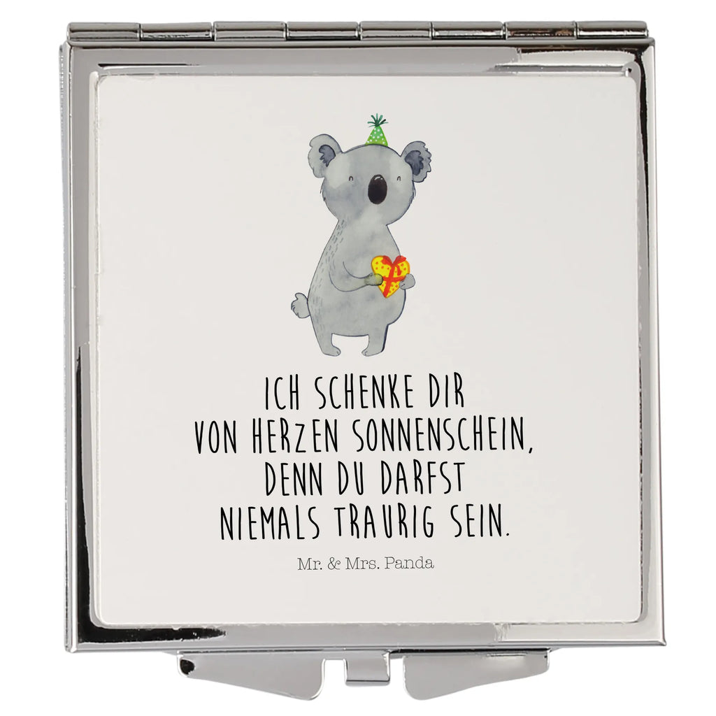 Handtaschenspiegel quadratisch Koala Geschenk Spiegel, Handtasche, Quadrat, silber, schminken, Schminkspiegel, Koala, Koalabär, Geschenk, Geburtstag, Party