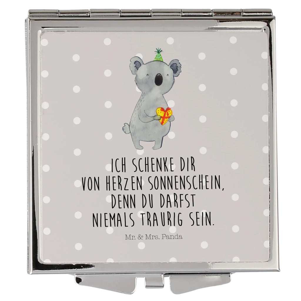 Handtaschenspiegel quadratisch Koala Geschenk Spiegel, Handtasche, Quadrat, silber, schminken, Schminkspiegel, Koala, Koalabär, Geschenk, Geburtstag, Party