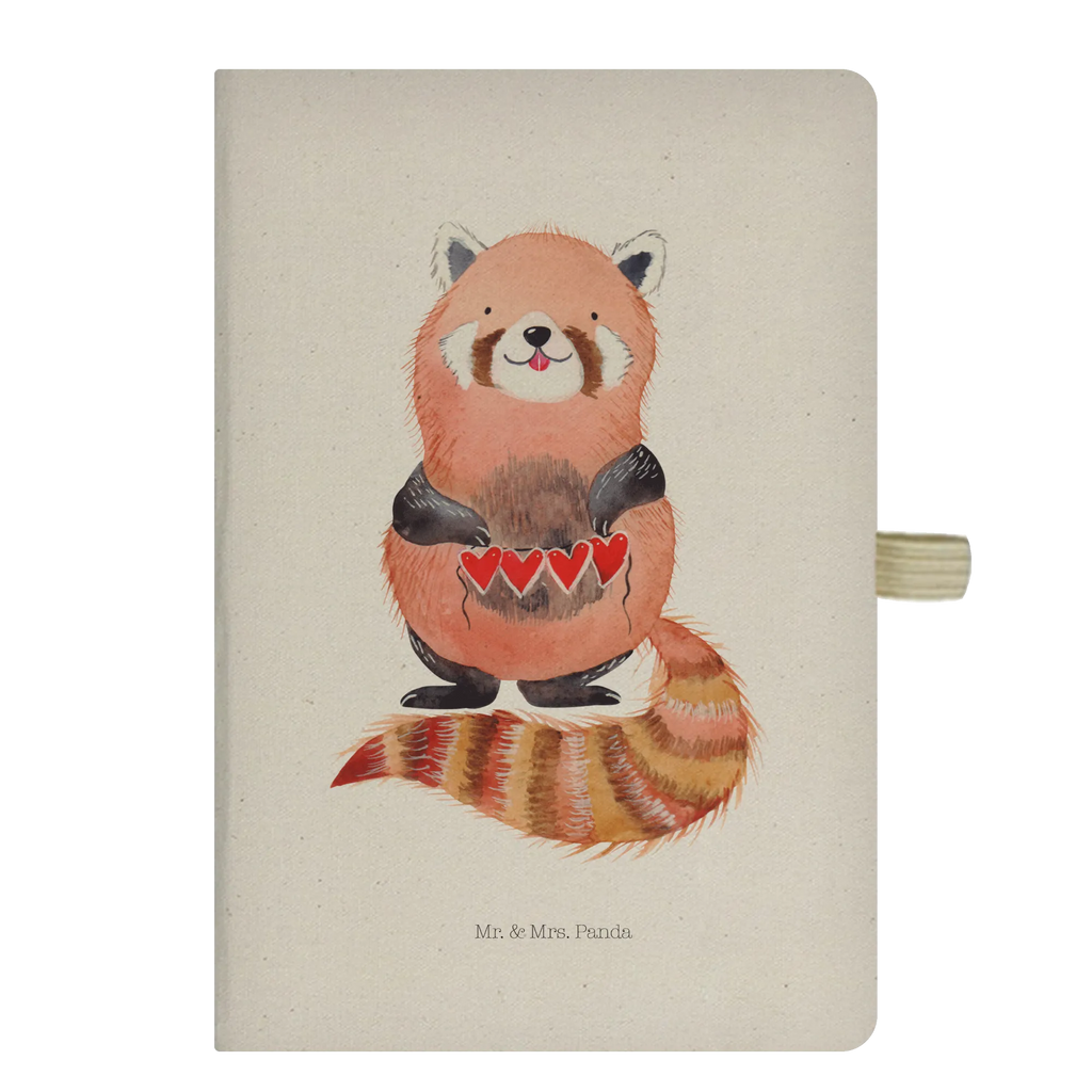 Baumwoll Notizbuch Roter Panda Notizen, Eintragebuch, Tagebuch, Notizblock, Adressbuch, Journal, Kladde, Skizzenbuch, Notizheft, Schreibbuch, Schreibheft, Tiermotive, Gute Laune, lustige Sprüche, Tiere, Panda, Liebe, Rot, Herz, Liebling, Lieblingsmensch