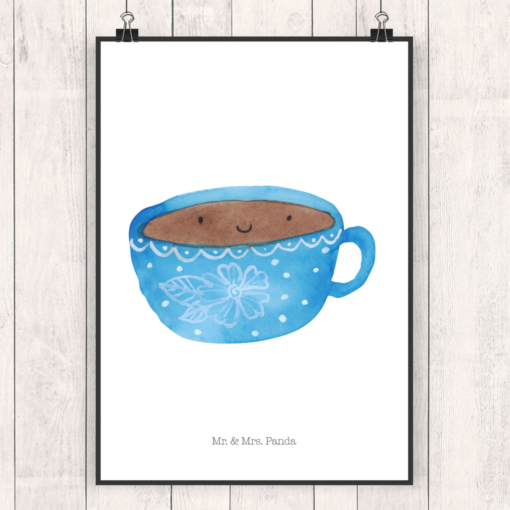 Poster Kaffee Tasse Poster, Wandposter, Bild, Wanddeko, Küchenposter, Kinderposter, Wanddeko Bild, Raumdekoration, Wanddekoration, Handgemaltes Poster, Mr. & Mrs. Panda Poster, Designposter, Kunstdruck, Posterdruck, Tiermotive, Gute Laune, lustige Sprüche, Tiere, Kaffee, Tasse, Liebe, Geschmack, Genuss, Glücklich