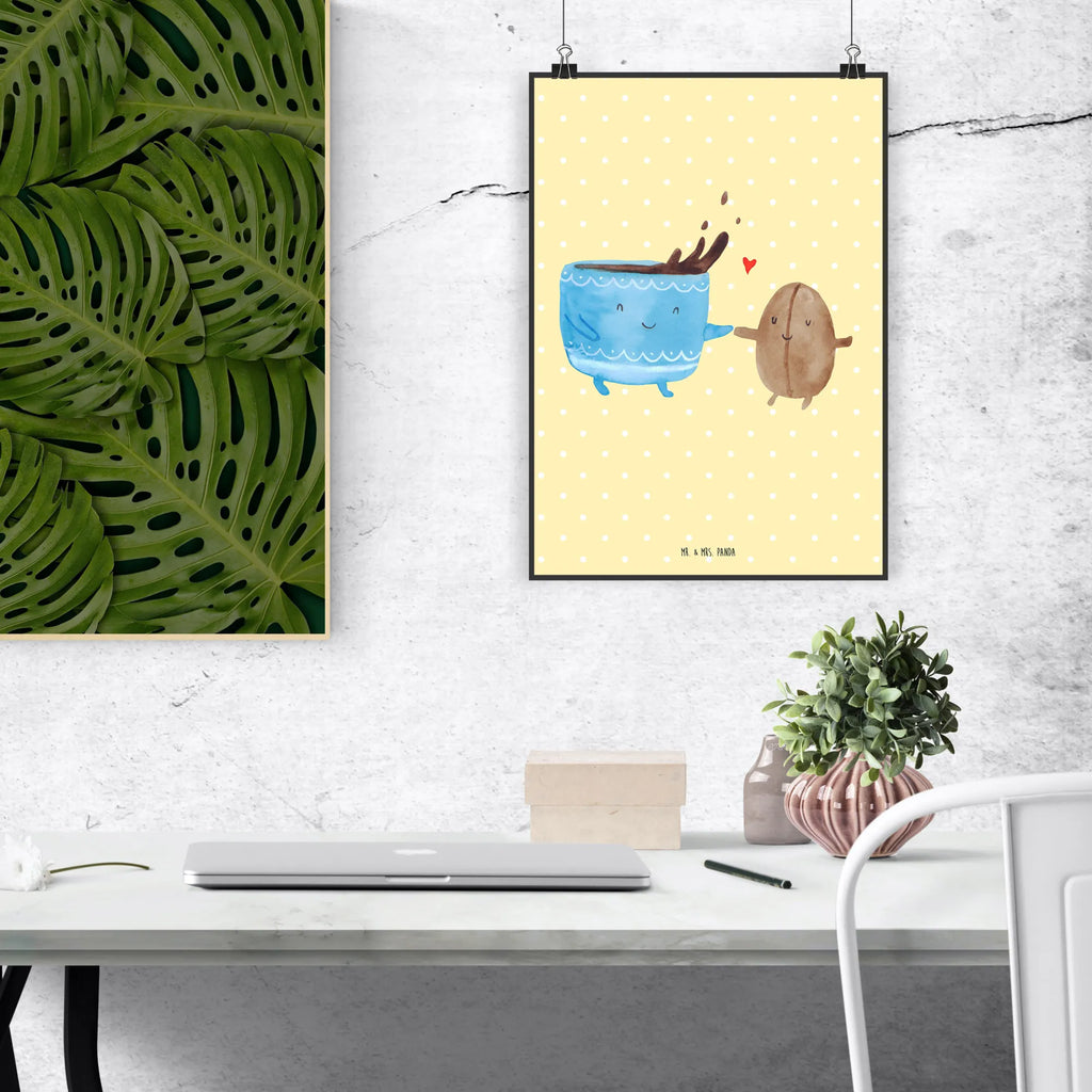 Poster Kaffee Bohne Poster, Wandposter, Bild, Wanddeko, Küchenposter, Kinderposter, Wanddeko Bild, Raumdekoration, Wanddekoration, Handgemaltes Poster, Mr. & Mrs. Panda Poster, Designposter, Kunstdruck, Posterdruck, Tiermotive, Gute Laune, lustige Sprüche, Tiere, Kaffee, Kaffeebohne, Genuss, Zufriedenheit, Glück