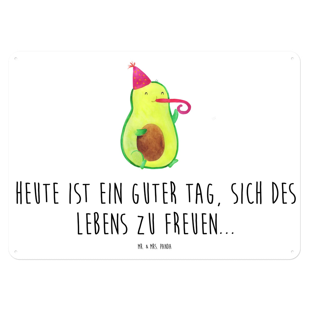 Blechschild Avocado Feier Blechschild, Metallschild, Geschenk Schild, Schild, Magnet-Metall-Schild, Deko Schild, Wandschild, Wand-Dekoration, Türschild, Avocado, Veggie, Vegan, Gesund, Party, Feierlichkeit, Feier, Fete, Geburtstag, Gute Laune, Tröte