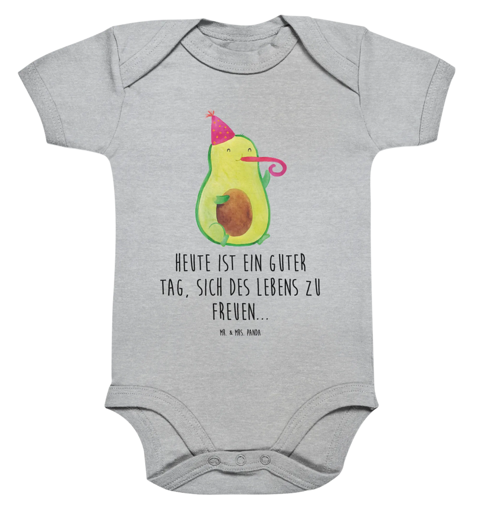 Organic Baby Body Avocado Feier Babykleidung, Babystrampler, Strampler, Wickelbody, Baby Erstausstattung, Junge, Mädchen, Avocado, Veggie, Vegan, Gesund, Party, Feierlichkeit, Feier, Fete, Geburtstag, Gute Laune, Tröte