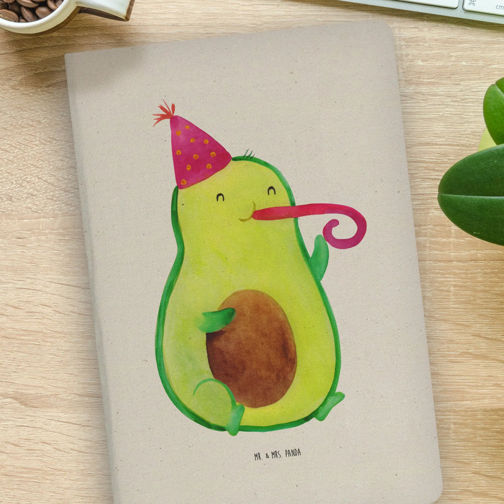 Baumwoll Notizbuch Avocado Partyhupe Notizen, Eintragebuch, Tagebuch, Notizblock, Adressbuch, Journal, Kladde, Skizzenbuch, Notizheft, Schreibbuch, Schreibheft, Avocado, Veggie, Vegan, Gesund, Party, Feierlichkeit, Feier, Fete, Geburtstag, Gute Laune, Tröte