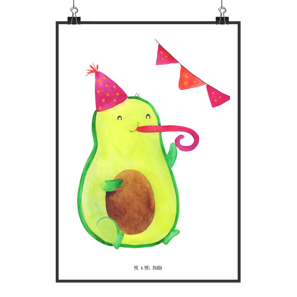 Poster Avocado Party Time Poster, Wandposter, Bild, Wanddeko, Küchenposter, Kinderposter, Wanddeko Bild, Raumdekoration, Wanddekoration, Handgemaltes Poster, Mr. & Mrs. Panda Poster, Designposter, Kunstdruck, Posterdruck, Avocado, Veggie, Vegan, Gesund