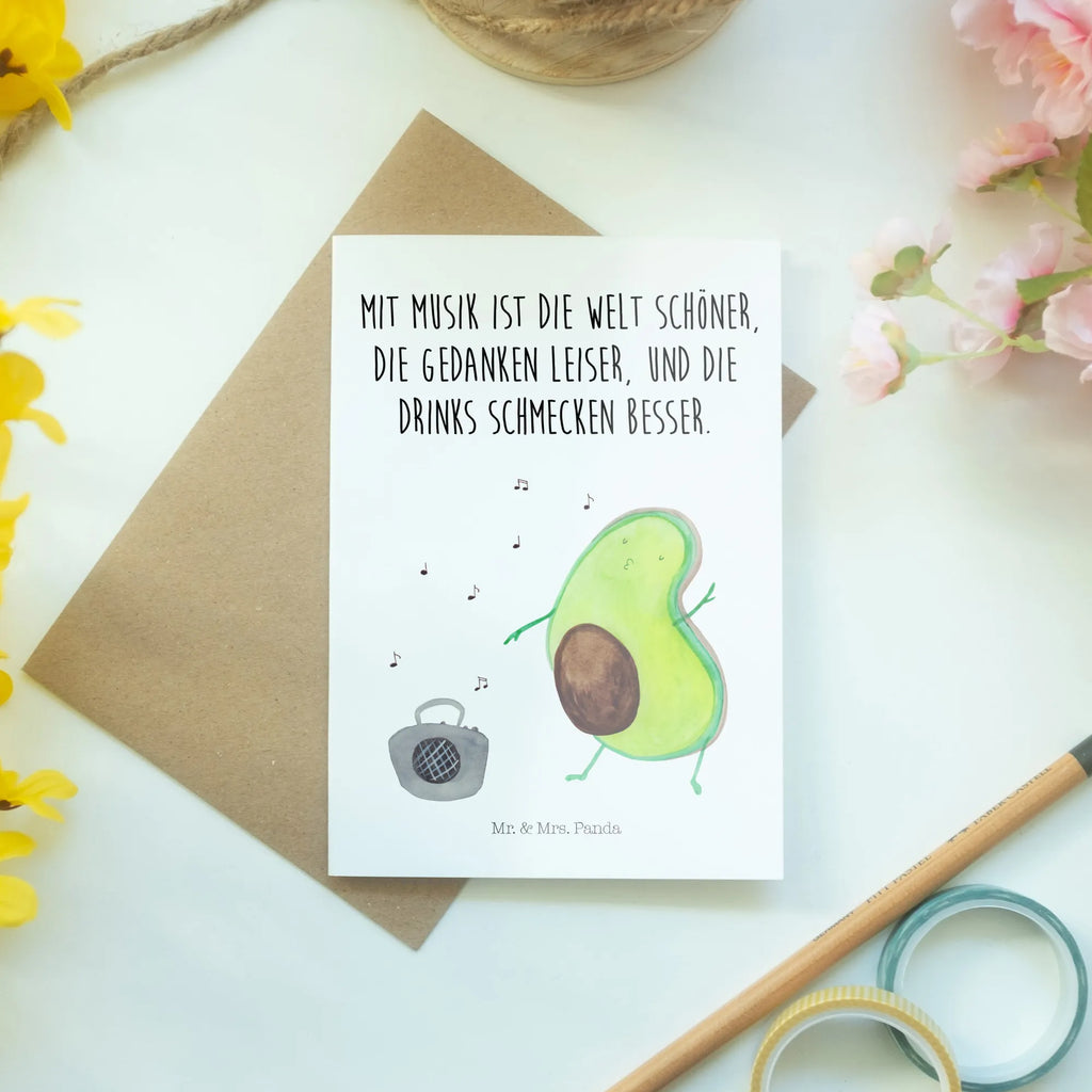 Grußkarte Avocado tanzt Grußkarte, Klappkarte, Einladungskarte, Glückwunschkarte, Hochzeitskarte, Geburtstagskarte, Karte, Ansichtskarten, Avocado, Veggie, Vegan, Gesund