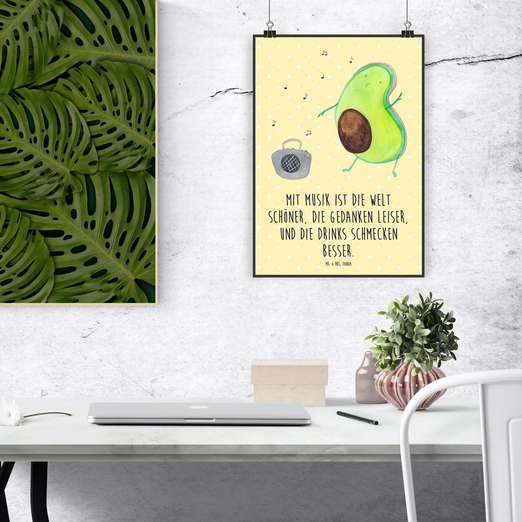 Poster Avocado tanzt Poster, Wandposter, Bild, Wanddeko, Küchenposter, Kinderposter, Wanddeko Bild, Raumdekoration, Wanddekoration, Handgemaltes Poster, Mr. & Mrs. Panda Poster, Designposter, Kunstdruck, Posterdruck, Avocado, Veggie, Vegan, Gesund