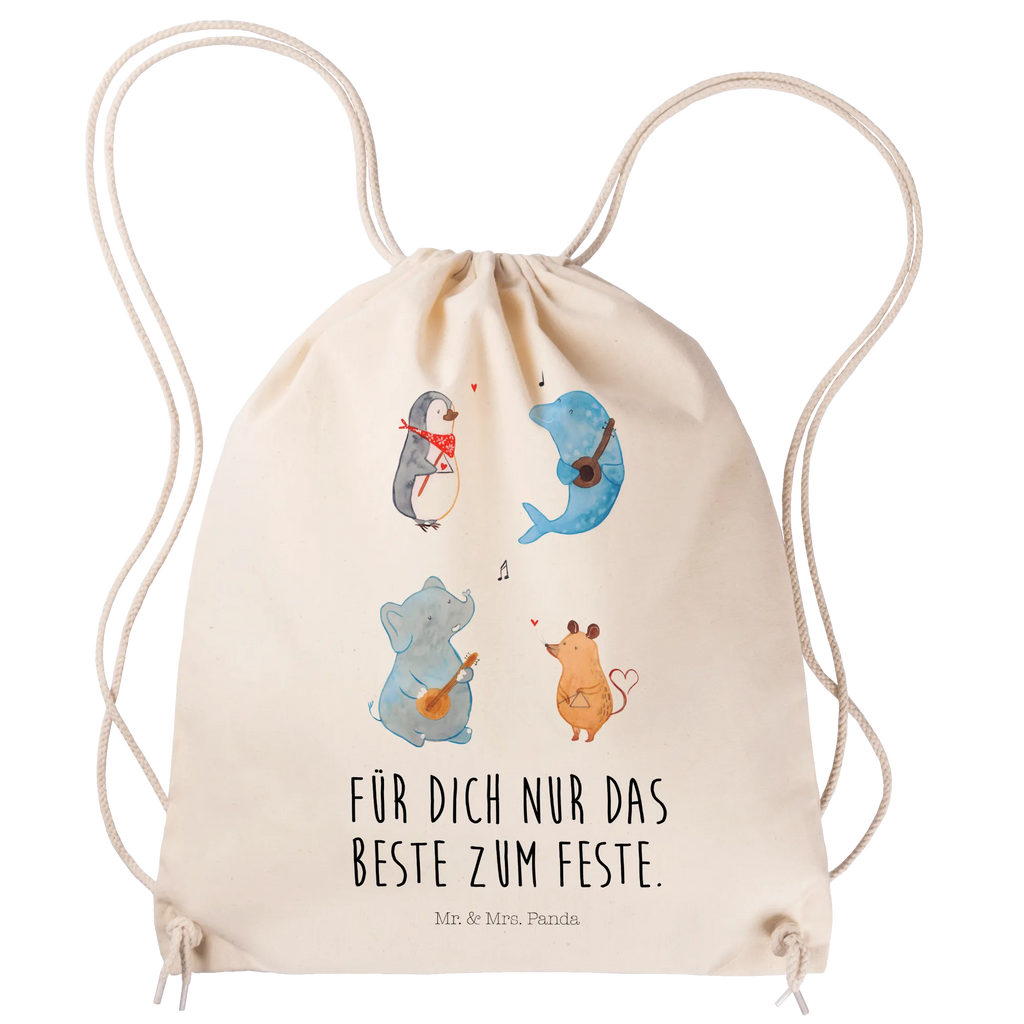 Sportbeutel Big Band Sportbeutel, Turnbeutel, Beutel, Sporttasche, Tasche, Stoffbeutel, Sportbeutel Kinder, Gymsack, Beutel Rucksack, Kleine Sporttasche, Sportzubehör, Turnbeutel Baumwolle, Tiermotive, Gute Laune, lustige Sprüche, Tiere, Hund, Pinguin, Maus, Elefant, Delfin, Gitarre, Band, Triangel, Musikanten, Musik