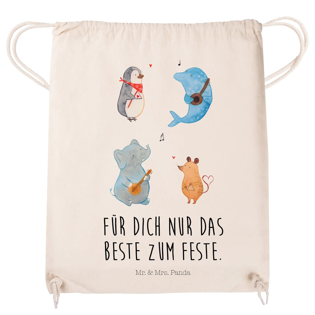 Sportbeutel Big Band Sportbeutel, Turnbeutel, Beutel, Sporttasche, Tasche, Stoffbeutel, Sportbeutel Kinder, Gymsack, Beutel Rucksack, Kleine Sporttasche, Sportzubehör, Turnbeutel Baumwolle, Tiermotive, Gute Laune, lustige Sprüche, Tiere, Hund, Pinguin, Maus, Elefant, Delfin, Gitarre, Band, Triangel, Musikanten, Musik