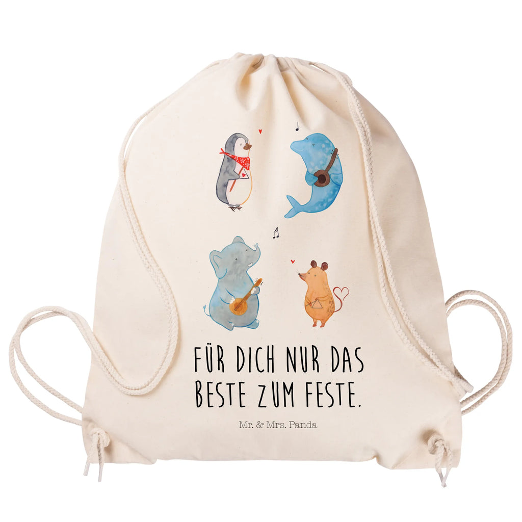 Sportbeutel Big Band Sportbeutel, Turnbeutel, Beutel, Sporttasche, Tasche, Stoffbeutel, Sportbeutel Kinder, Gymsack, Beutel Rucksack, Kleine Sporttasche, Sportzubehör, Turnbeutel Baumwolle, Tiermotive, Gute Laune, lustige Sprüche, Tiere, Hund, Pinguin, Maus, Elefant, Delfin, Gitarre, Band, Triangel, Musikanten, Musik