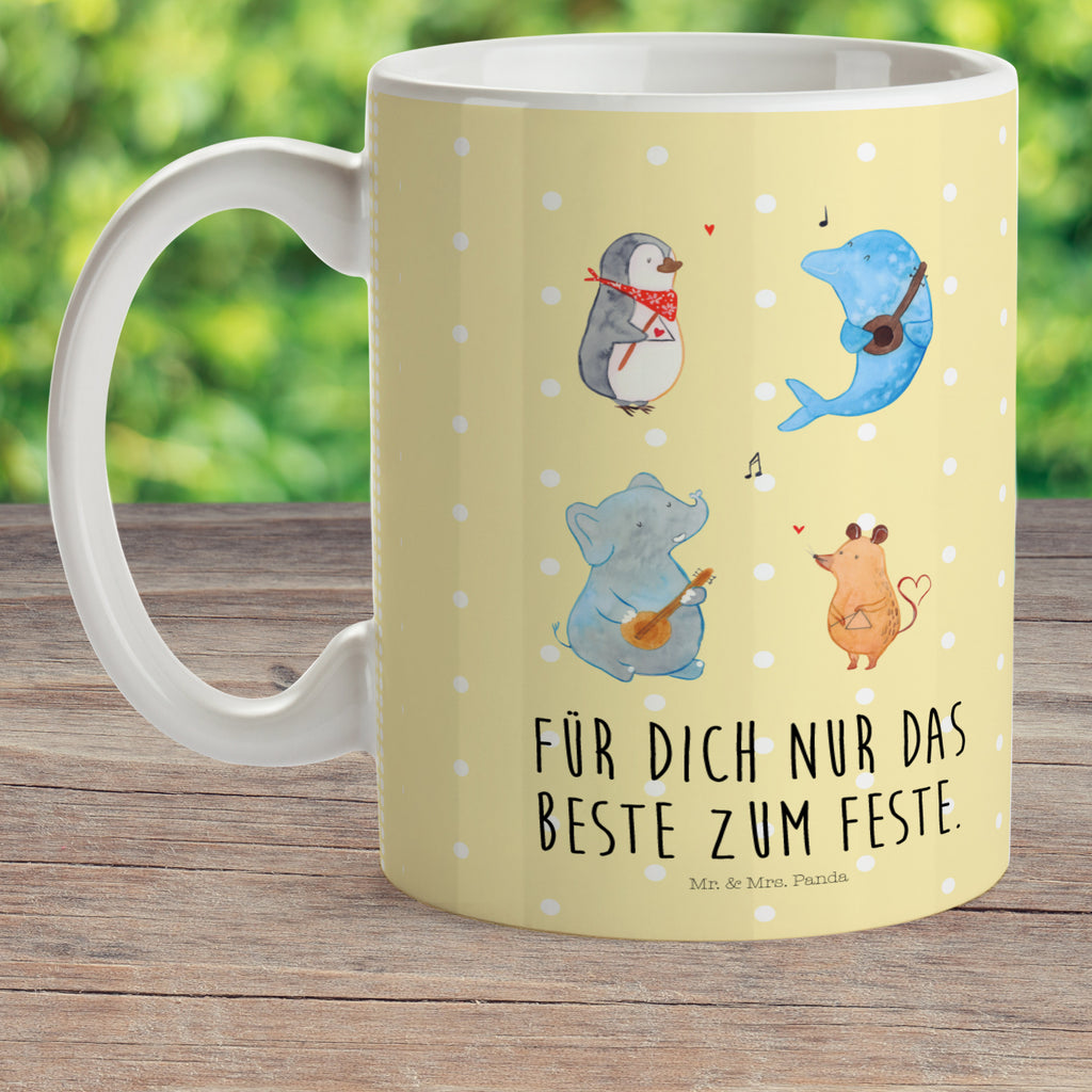 Kindertasse Big Band Kindertasse, Kinder Tasse, Kunststoff Tasse, Kindergarten Tasse, Trinkbecher, Camping Becher, Kaffeetasse, Kunststoffbecher, Kindergartenbecher, Outdoorgeschirr, Kunststoffgeschirr, Reisebecher, Reisetasse, Kinderbecher, Bruchfeste Tasse, Bruchsichere Tasse, Plastik Tasse, Plastiktasse, Tiermotive, Gute Laune, lustige Sprüche, Tiere, Hund, Pinguin, Maus, Elefant, Delfin, Gitarre, Band, Triangel, Musikanten, Musik