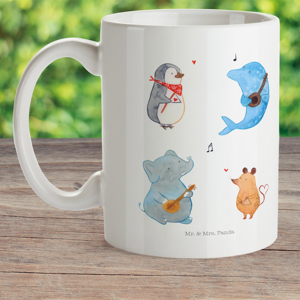 Kindertasse Big Band Kindertasse, Kinder Tasse, Kunststoff Tasse, Kindergarten Tasse, Trinkbecher, Camping Becher, Kaffeetasse, Kunststoffbecher, Kindergartenbecher, Outdoorgeschirr, Kunststoffgeschirr, Reisebecher, Reisetasse, Kinderbecher, Bruchfeste Tasse, Bruchsichere Tasse, Plastik Tasse, Plastiktasse, Tiermotive, Gute Laune, lustige Sprüche, Tiere, Hund, Pinguin, Maus, Elefant, Delfin, Gitarre, Band, Triangel, Musikanten, Musik