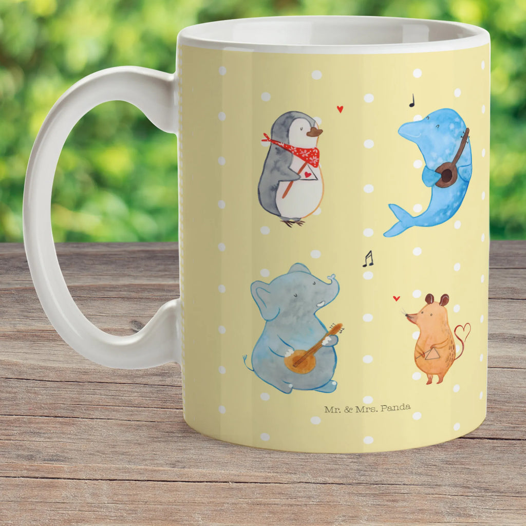 Kindertasse Big Band Kindertasse, Kinder Tasse, Kunststoff Tasse, Kindergarten Tasse, Trinkbecher, Camping Becher, Kaffeetasse, Kunststoffbecher, Kindergartenbecher, Outdoorgeschirr, Kunststoffgeschirr, Reisebecher, Reisetasse, Kinderbecher, Bruchfeste Tasse, Bruchsichere Tasse, Plastik Tasse, Plastiktasse, Tiermotive, Gute Laune, lustige Sprüche, Tiere, Hund, Pinguin, Maus, Elefant, Delfin, Gitarre, Band, Triangel, Musikanten, Musik