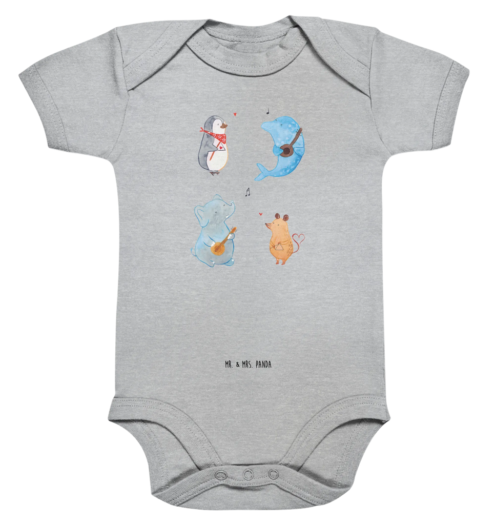 Organic Baby Body Big Band Babykleidung, Babystrampler, Strampler, Wickelbody, Baby Erstausstattung, Junge, Mädchen, Tiermotive, Gute Laune, lustige Sprüche, Tiere, Hund, Pinguin, Maus, Elefant, Delfin, Gitarre, Band, Triangel, Musikanten, Musik