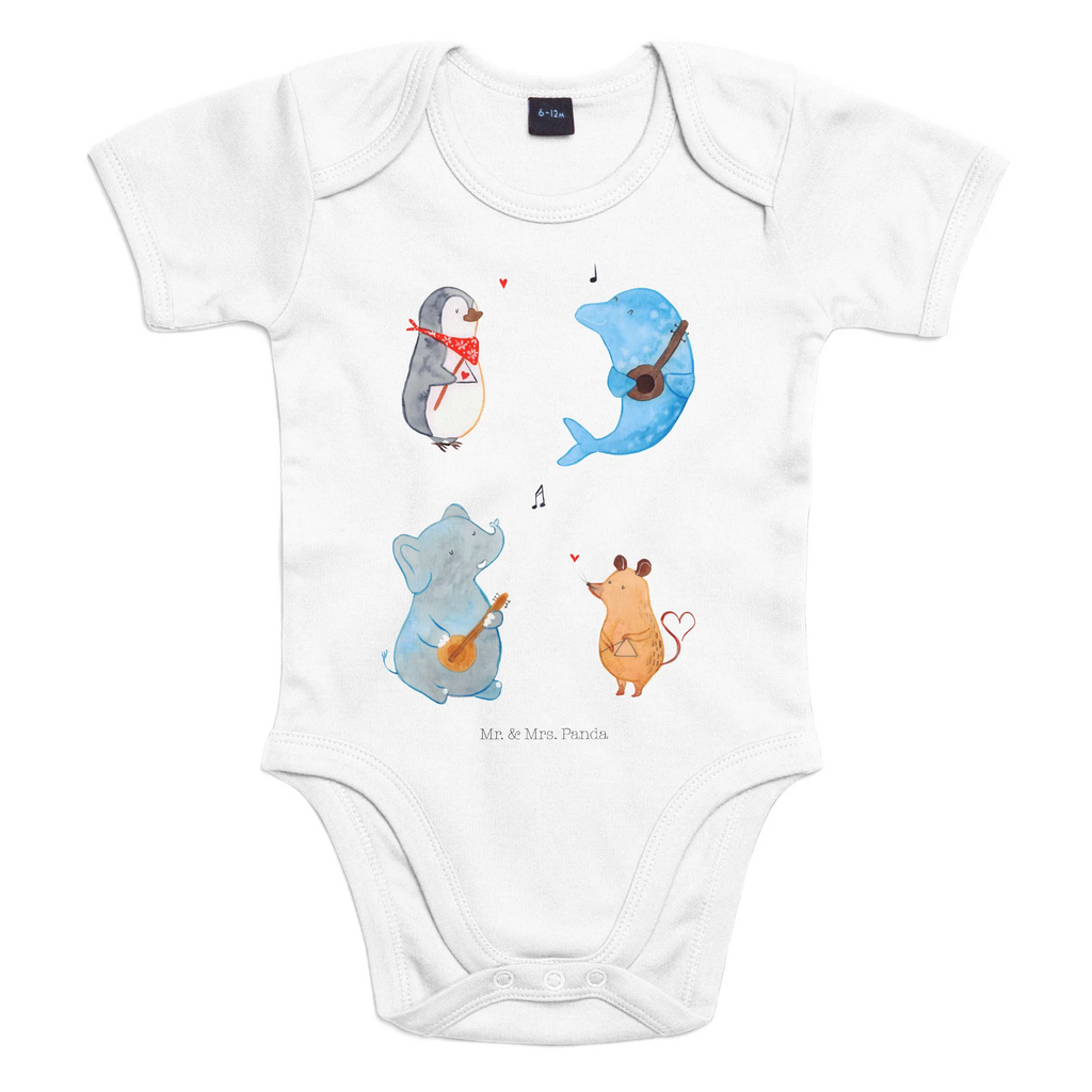 Organic Baby Body Big Band Babykleidung, Babystrampler, Strampler, Wickelbody, Baby Erstausstattung, Junge, Mädchen, Tiermotive, Gute Laune, lustige Sprüche, Tiere, Hund, Pinguin, Maus, Elefant, Delfin, Gitarre, Band, Triangel, Musikanten, Musik