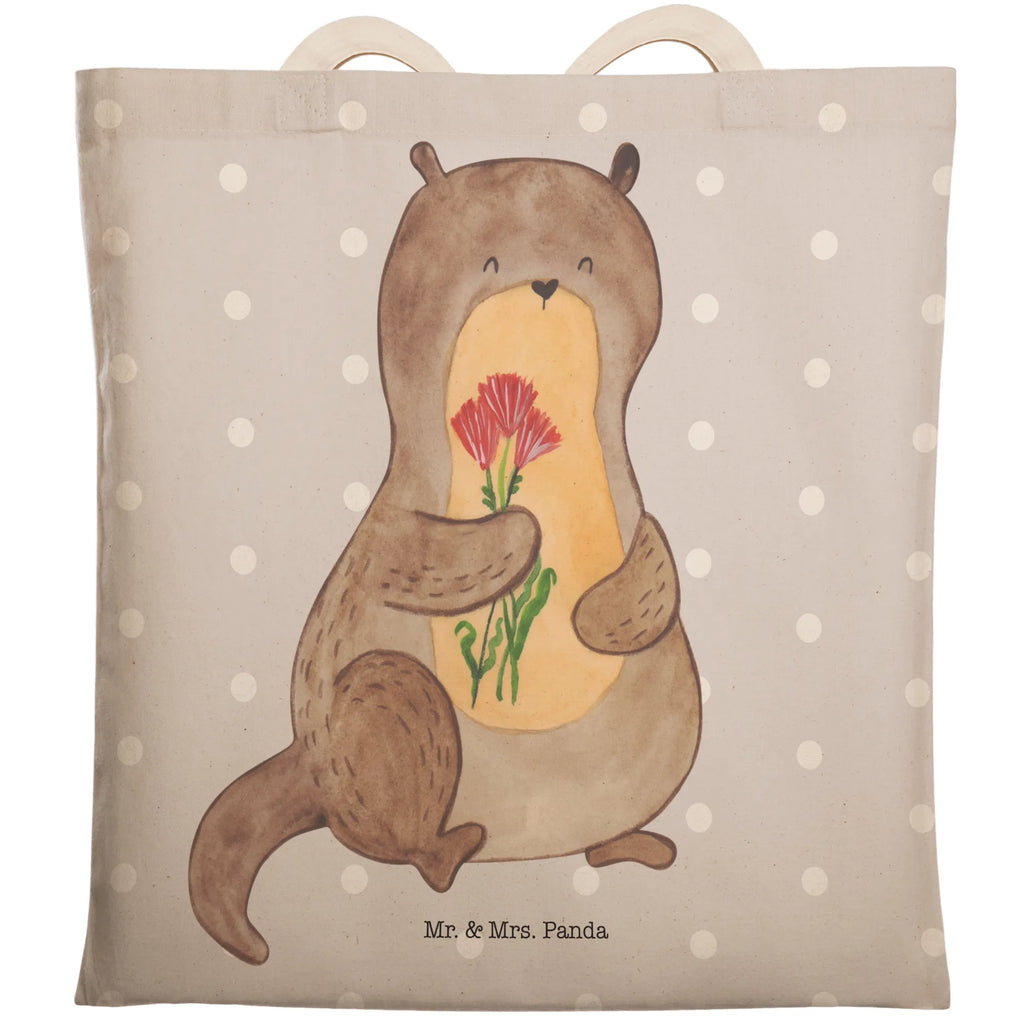 Einkaufstasche Otter Blumenstrauß Tragetasche, Tasche, Beutel, Stofftasche, Baumwolltasche, Umhängetasche, Shopper, Einkaufstasche, Beuteltasche, Otter, Fischotter, Seeotter, Otter Seeotter See Otter