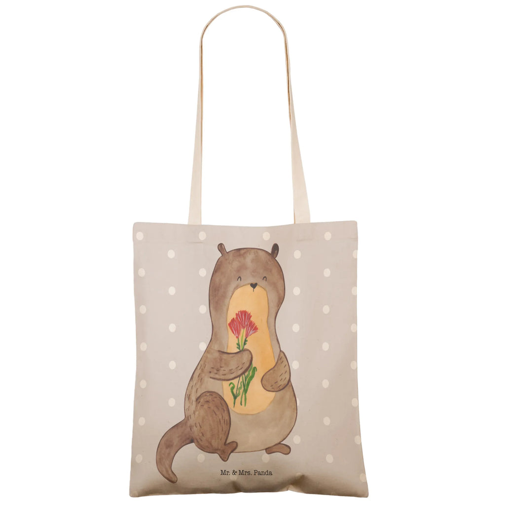 Einkaufstasche Otter Blumenstrauß Tragetasche, Tasche, Beutel, Stofftasche, Baumwolltasche, Umhängetasche, Shopper, Einkaufstasche, Beuteltasche, Otter, Fischotter, Seeotter, Otter Seeotter See Otter