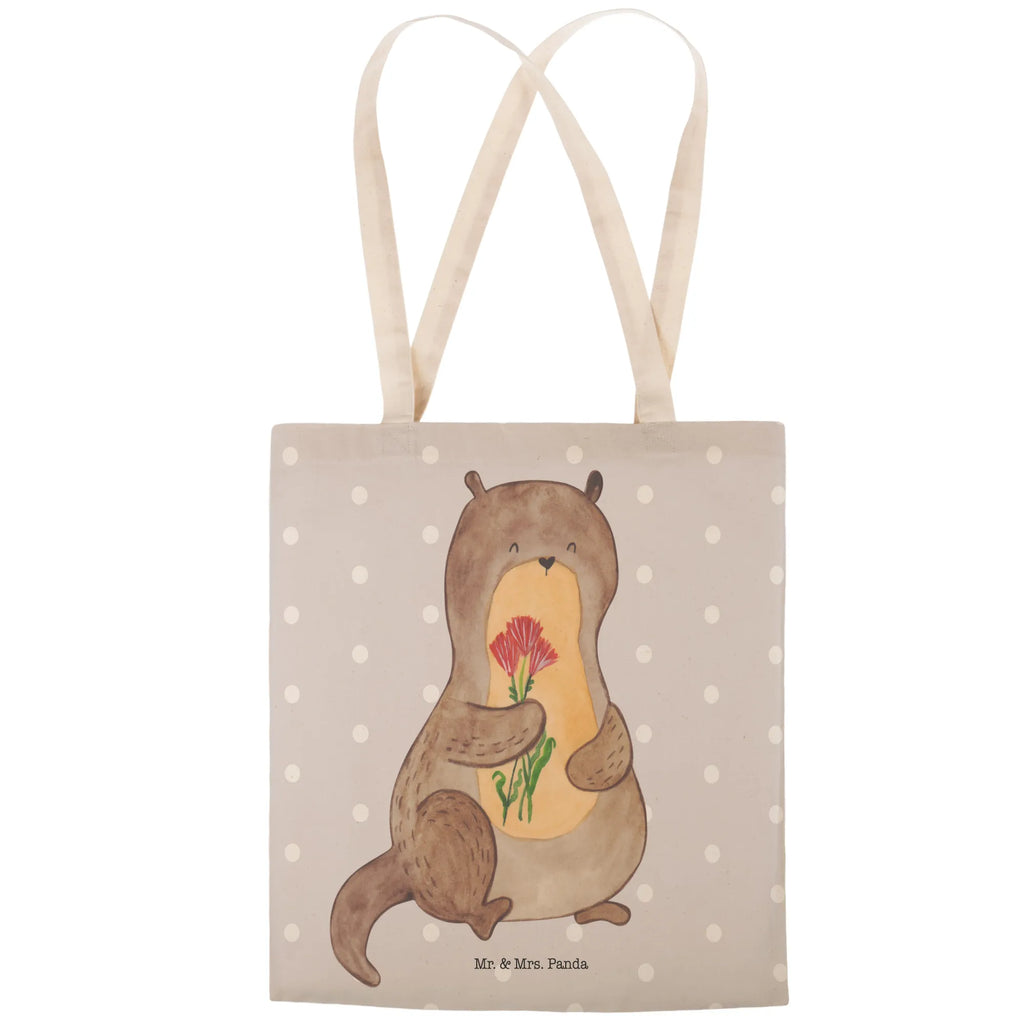 Einkaufstasche Otter Blumenstrauß Tragetasche, Tasche, Beutel, Stofftasche, Baumwolltasche, Umhängetasche, Shopper, Einkaufstasche, Beuteltasche, Otter, Fischotter, Seeotter, Otter Seeotter See Otter