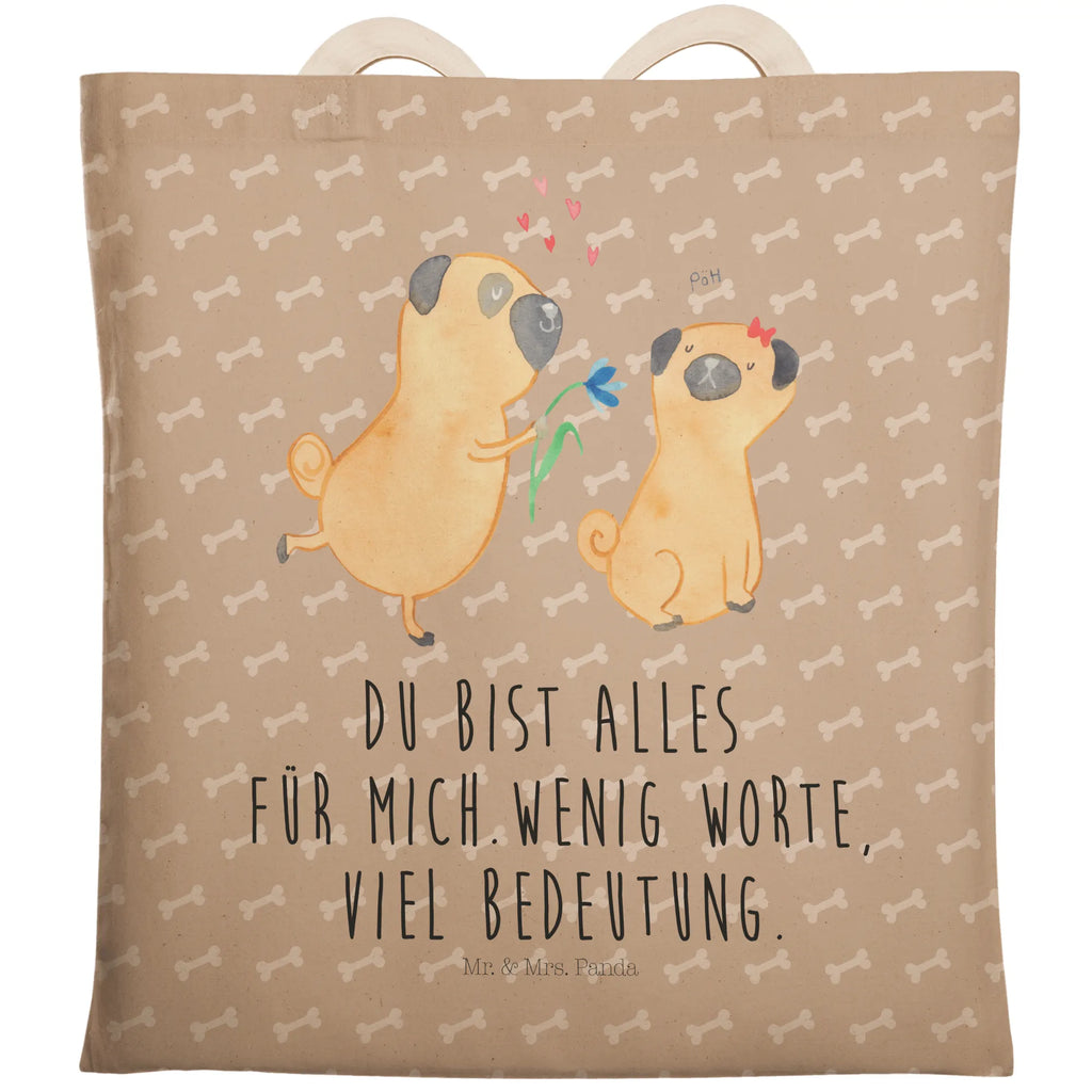 Einkaufstasche Mops verliebt Tragetasche, Tasche, Beutel, Stofftasche, Baumwolltasche, Umhängetasche, Shopper, Einkaufstasche, Beuteltasche, Hund, Hundemotiv, Haustier, Hunderasse, Tierliebhaber, Hundebesitzer, Sprüche, Mops, Möpse, Hundeliebe, verliebt, Liebe, Liebesspruch. Verlobt, Geschenk Freund, Partner