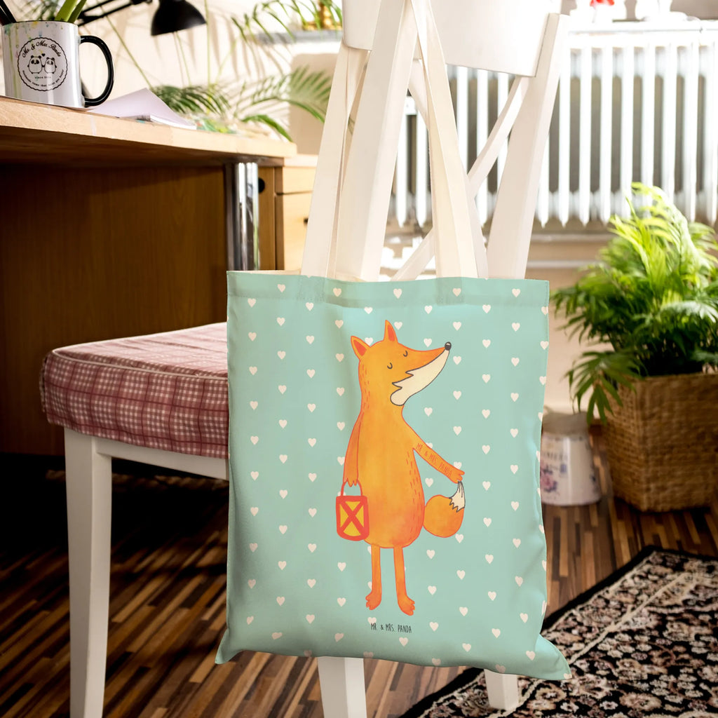 Einkaufstasche Fuchs Laterne Tragetasche, Tasche, Beutel, Stofftasche, Baumwolltasche, Umhängetasche, Shopper, Einkaufstasche, Beuteltasche, Fuchs, Füchse, Spruch trösten, Liebeskummer Spruch, Laterne, Sankt Martin, Laternenumzug, Aufmuntern, Cäsar Otto Hugo Flaischlen