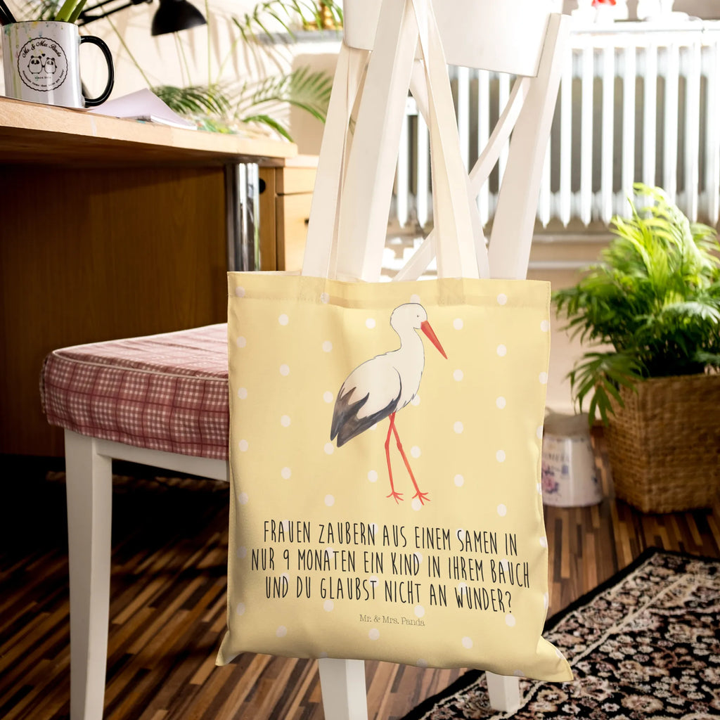 Einkaufstasche Storch Tragetasche, Tasche, Beutel, Stofftasche, Baumwolltasche, Umhängetasche, Shopper, Einkaufstasche, Beuteltasche, Tiermotive, Gute Laune, lustige Sprüche, Tiere, Storch, Störche, Schwangerschaft, Geburt, Mutter, Mütter, Mutter werden, Schwanger, Babybauch, Baby