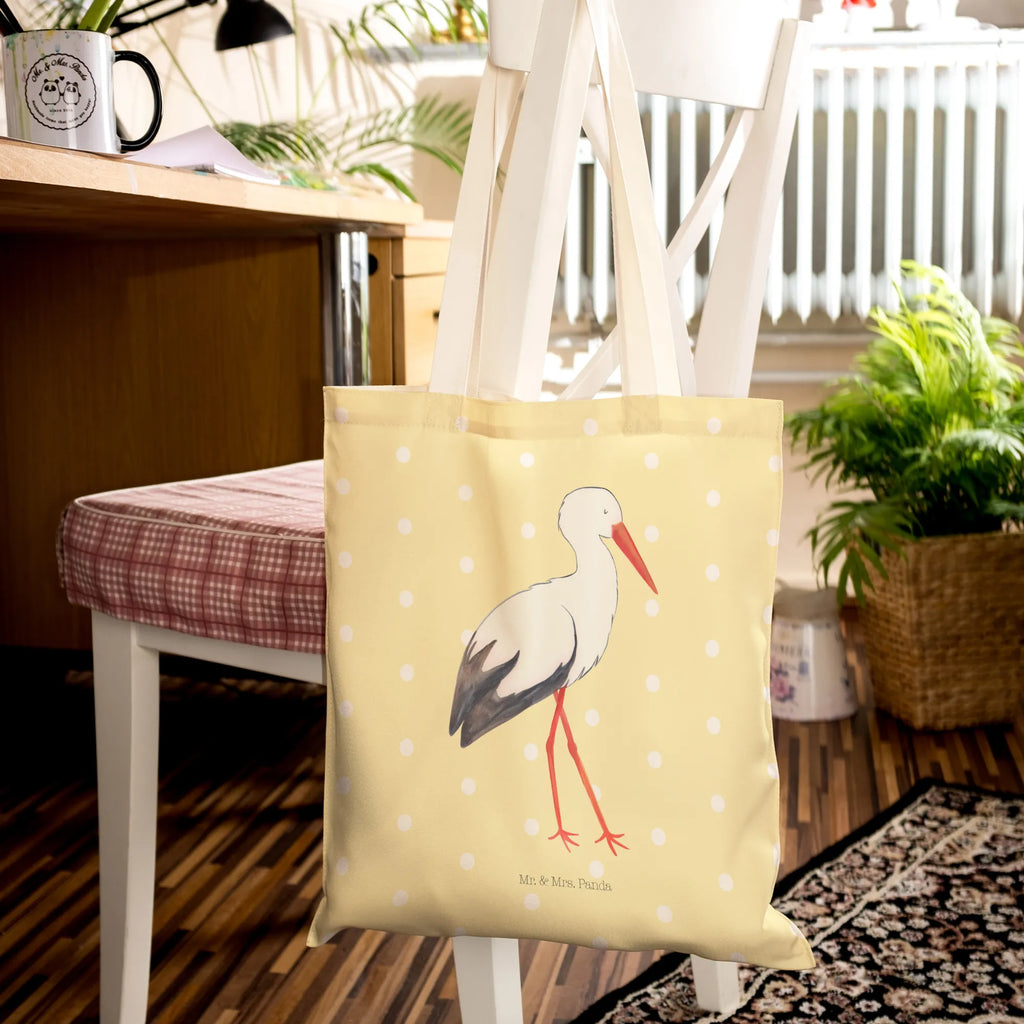 Einkaufstasche Storch Tragetasche, Tasche, Beutel, Stofftasche, Baumwolltasche, Umhängetasche, Shopper, Einkaufstasche, Beuteltasche, Tiermotive, Gute Laune, lustige Sprüche, Tiere, Storch, Störche, Schwangerschaft, Geburt, Mutter, Mütter, Mutter werden, Schwanger, Babybauch, Baby