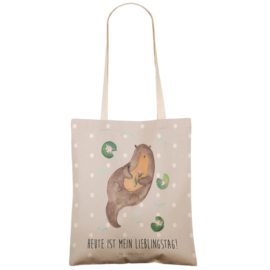 Einkaufstasche Otter mit Seerose Tragetasche, Tasche, Beutel, Stofftasche, Baumwolltasche, Umhängetasche, Shopper, Einkaufstasche, Beuteltasche, Otter, Fischotter, Seeotter, Otter Seeotter See Otter