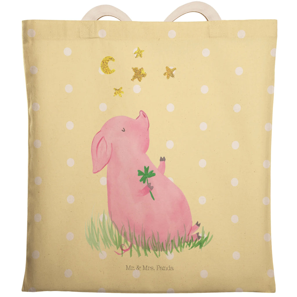 Einkaufstasche Schwein Glück Tragetasche, Tasche, Beutel, Stofftasche, Baumwolltasche, Umhängetasche, Shopper, Einkaufstasche, Beuteltasche, Tiermotive, Gute Laune, lustige Sprüche, Tiere, Glücksschwein. Glück, Schwein, Schweinchen, Sterne, Sernchen, Ziele, Träume, Motivation, Glücksbringer