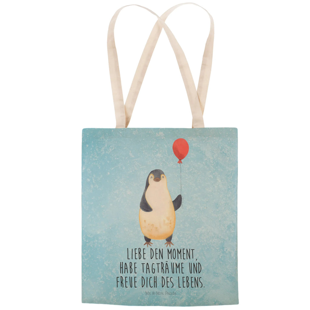 Einkaufstasche Pinguin Luftballon Tragetasche, Tasche, Beutel, Stofftasche, Baumwolltasche, Umhängetasche, Shopper, Einkaufstasche, Beuteltasche, Pinguin, Pinguine, Luftballon, Tagträume, Lebenslust, Geschenk Freundin, Geschenkidee, beste Freundin, Motivation, Neustart, neues Leben, Liebe, Glück