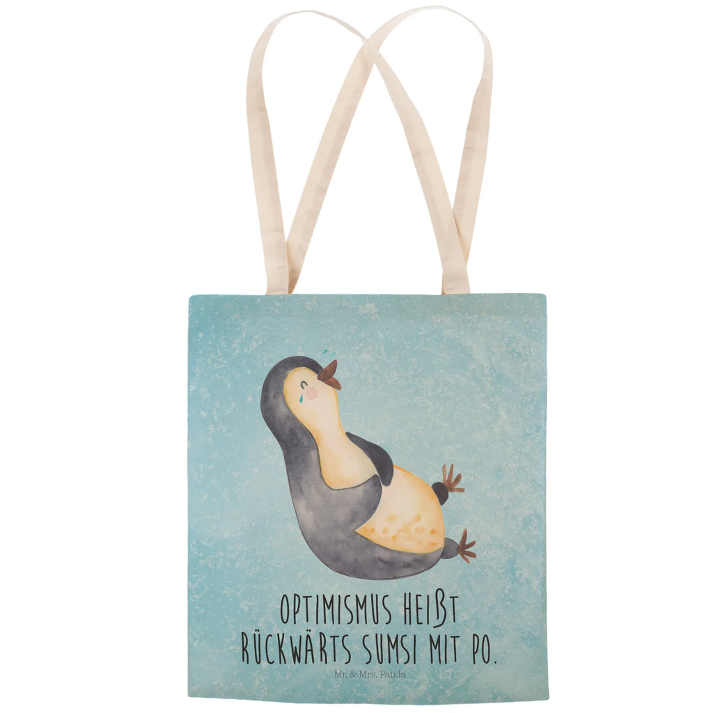 Einkaufstasche Pinguin lachend Tragetasche, Tasche, Beutel, Stofftasche, Baumwolltasche, Umhängetasche, Shopper, Einkaufstasche, Beuteltasche, Pinguin, Pinguine, lustiger Spruch, Optimismus, Fröhlich, Lachen, Humor, Fröhlichkeit