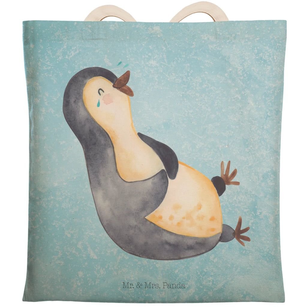 Einkaufstasche Pinguin lachend Tragetasche, Tasche, Beutel, Stofftasche, Baumwolltasche, Umhängetasche, Shopper, Einkaufstasche, Beuteltasche, Pinguin, Pinguine, lustiger Spruch, Optimismus, Fröhlich, Lachen, Humor, Fröhlichkeit