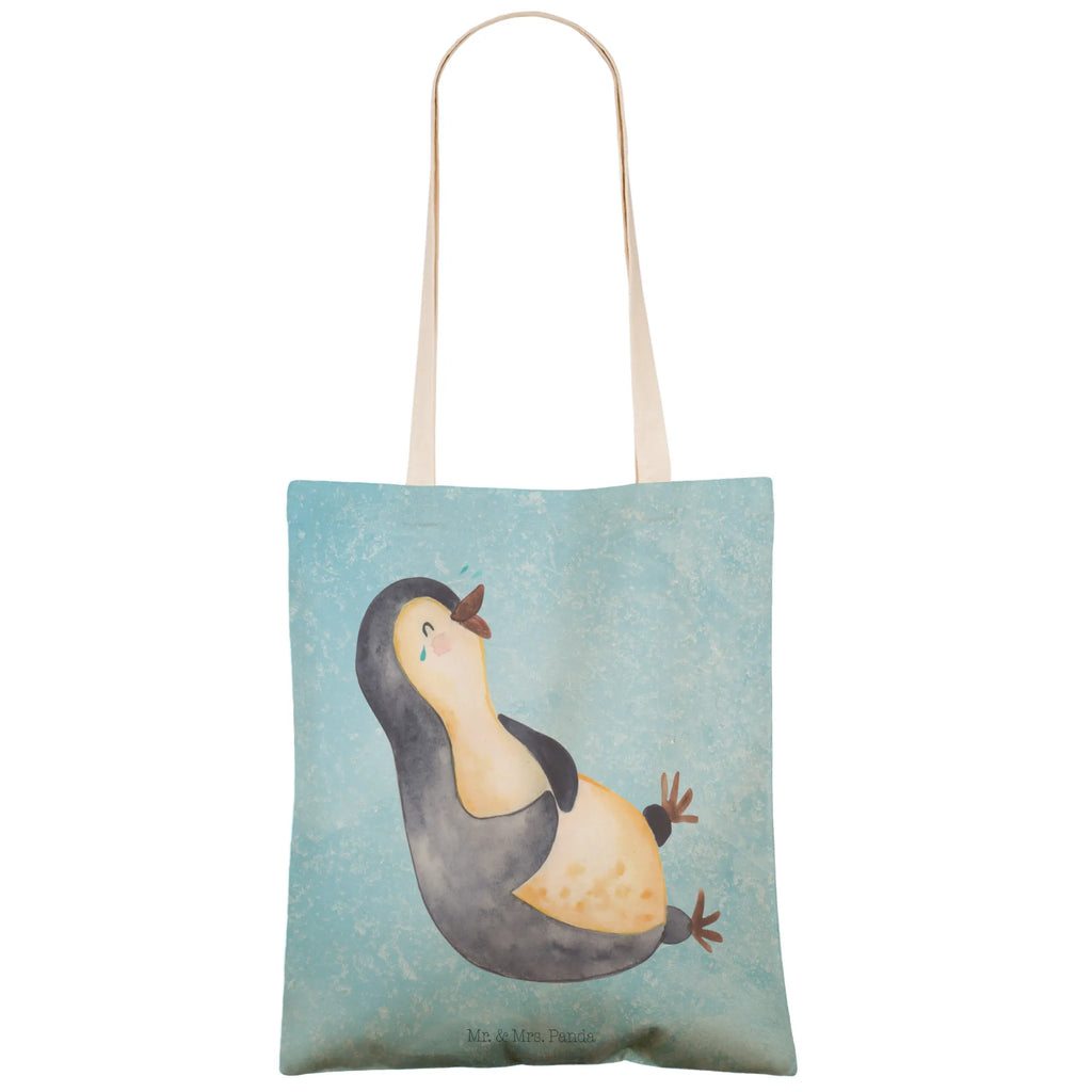 Einkaufstasche Pinguin lachend Tragetasche, Tasche, Beutel, Stofftasche, Baumwolltasche, Umhängetasche, Shopper, Einkaufstasche, Beuteltasche, Pinguin, Pinguine, lustiger Spruch, Optimismus, Fröhlich, Lachen, Humor, Fröhlichkeit