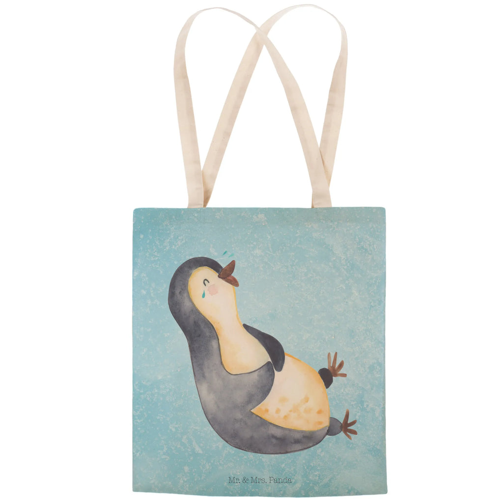 Einkaufstasche Pinguin lachend Tragetasche, Tasche, Beutel, Stofftasche, Baumwolltasche, Umhängetasche, Shopper, Einkaufstasche, Beuteltasche, Pinguin, Pinguine, lustiger Spruch, Optimismus, Fröhlich, Lachen, Humor, Fröhlichkeit