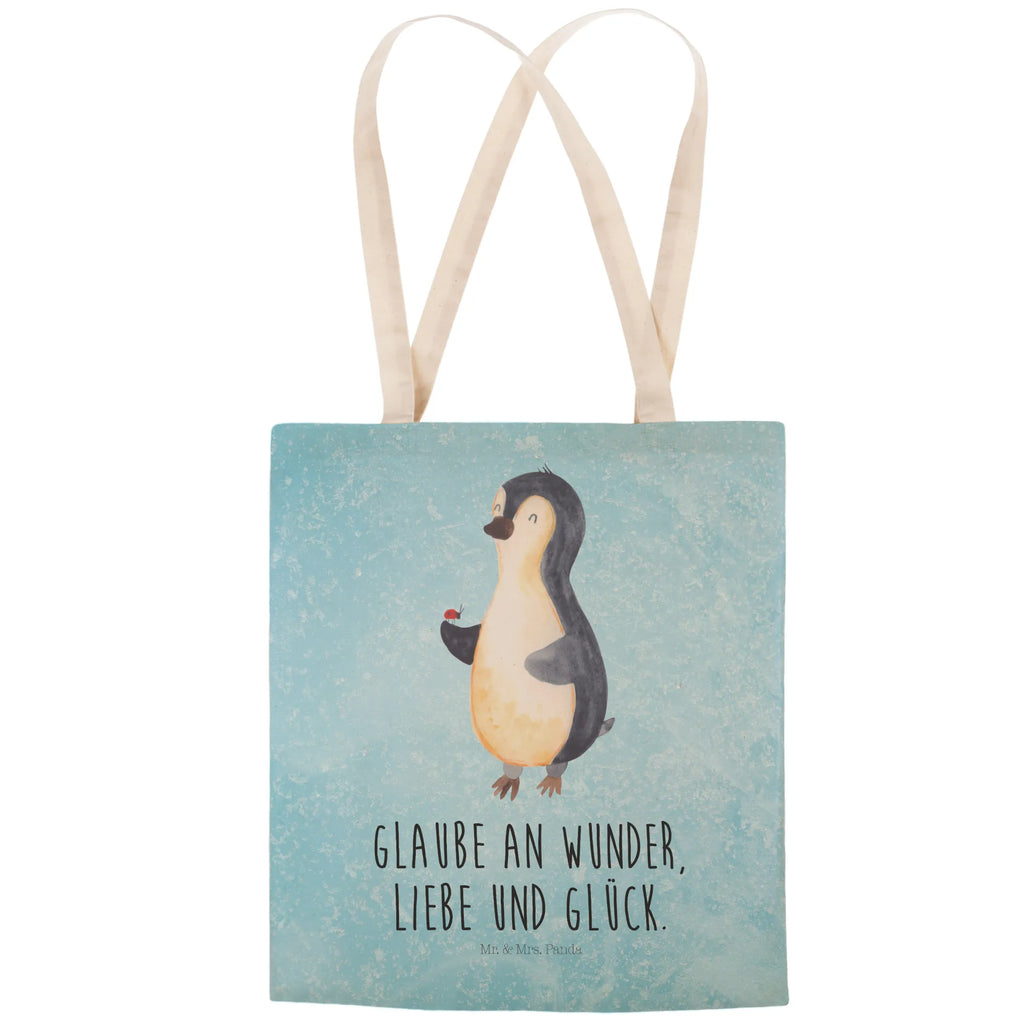 Einkaufstasche Pinguin Marienkäfer Tragetasche, Tasche, Beutel, Stofftasche, Baumwolltasche, Umhängetasche, Shopper, Einkaufstasche, Beuteltasche, Pinguin, Pinguine, Marienkäfer, Liebe, Wunder, Glück, Freude, Lebensfreude