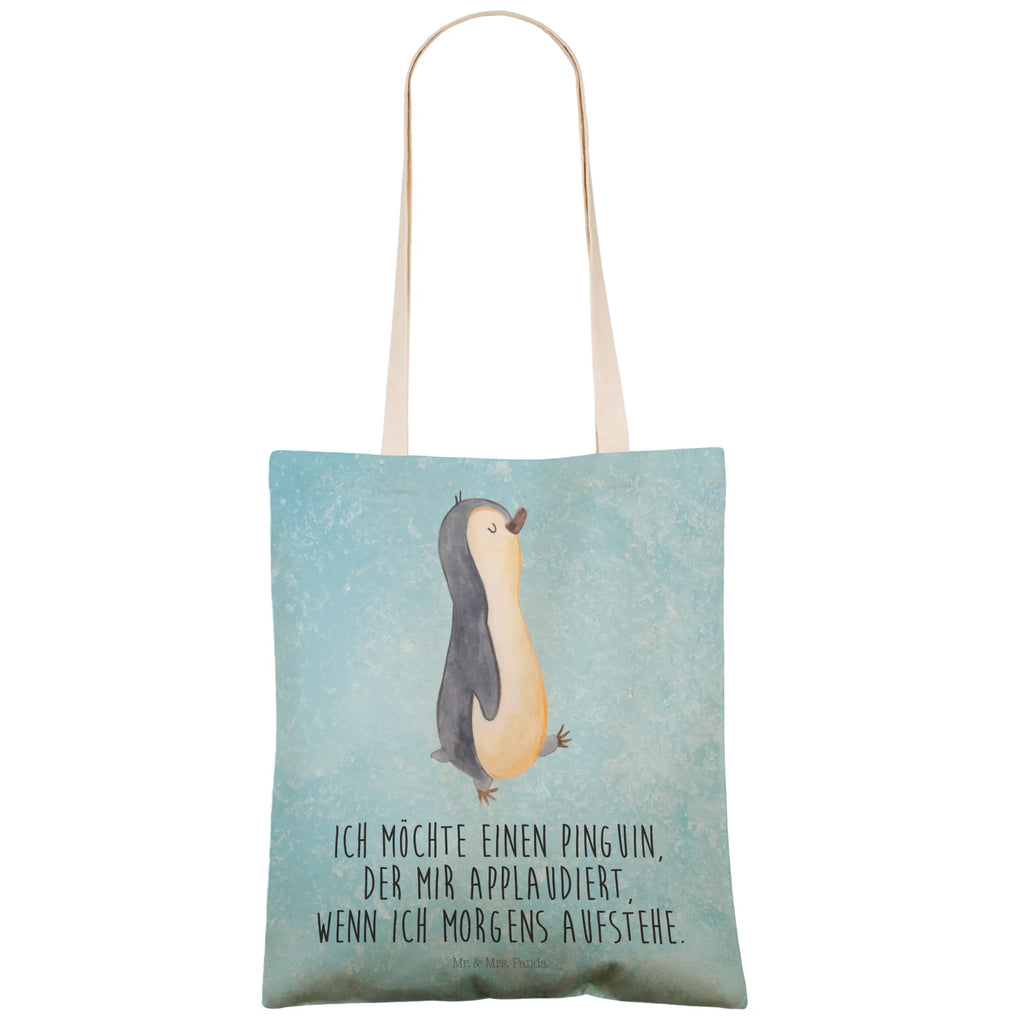 Einkaufstasche Pinguin marschieren Tragetasche, Tasche, Beutel, Stofftasche, Baumwolltasche, Umhängetasche, Shopper, Einkaufstasche, Beuteltasche, Pinguin, Pinguine, Frühaufsteher, Langschläfer, Bruder, Schwester, Familie