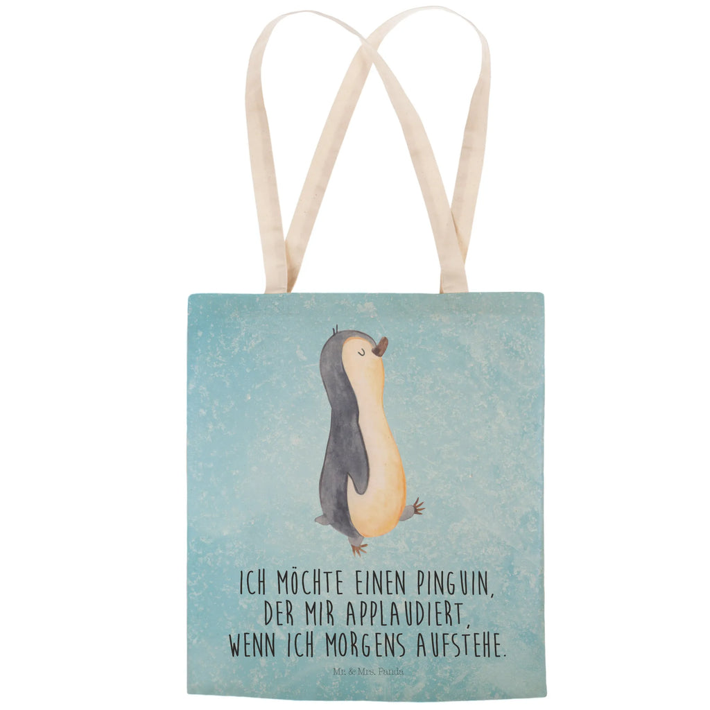 Einkaufstasche Pinguin marschieren Tragetasche, Tasche, Beutel, Stofftasche, Baumwolltasche, Umhängetasche, Shopper, Einkaufstasche, Beuteltasche, Pinguin, Pinguine, Frühaufsteher, Langschläfer, Bruder, Schwester, Familie