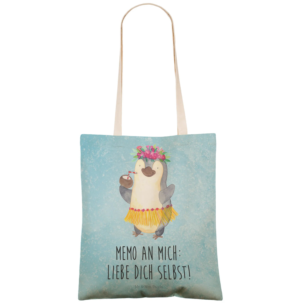 Einkaufstasche Pinguin Kokosnuss Tragetasche, Tasche, Beutel, Stofftasche, Baumwolltasche, Umhängetasche, Shopper, Einkaufstasche, Beuteltasche, Pinguin, Aloha, Hawaii, Urlaub, Kokosnuss, Pinguine