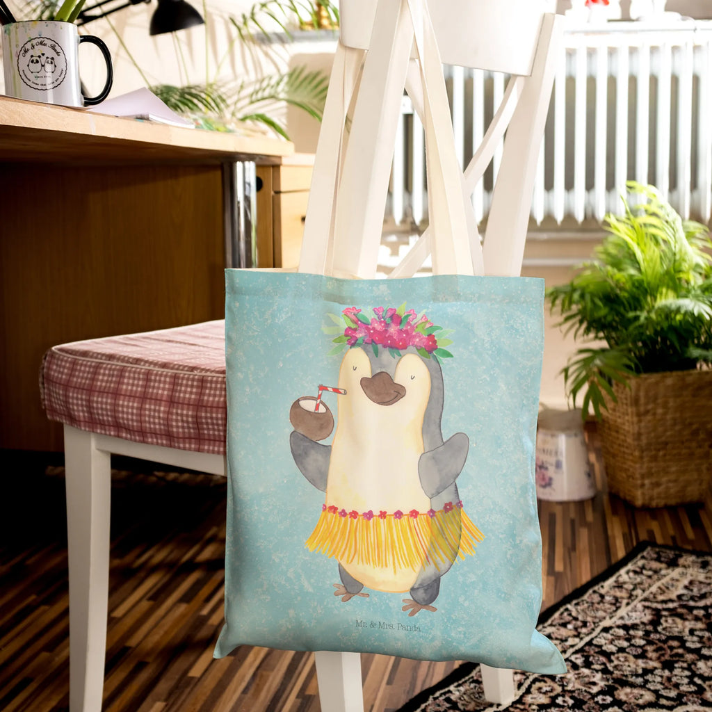 Einkaufstasche Pinguin Kokosnuss Tragetasche, Tasche, Beutel, Stofftasche, Baumwolltasche, Umhängetasche, Shopper, Einkaufstasche, Beuteltasche, Pinguin, Aloha, Hawaii, Urlaub, Kokosnuss, Pinguine