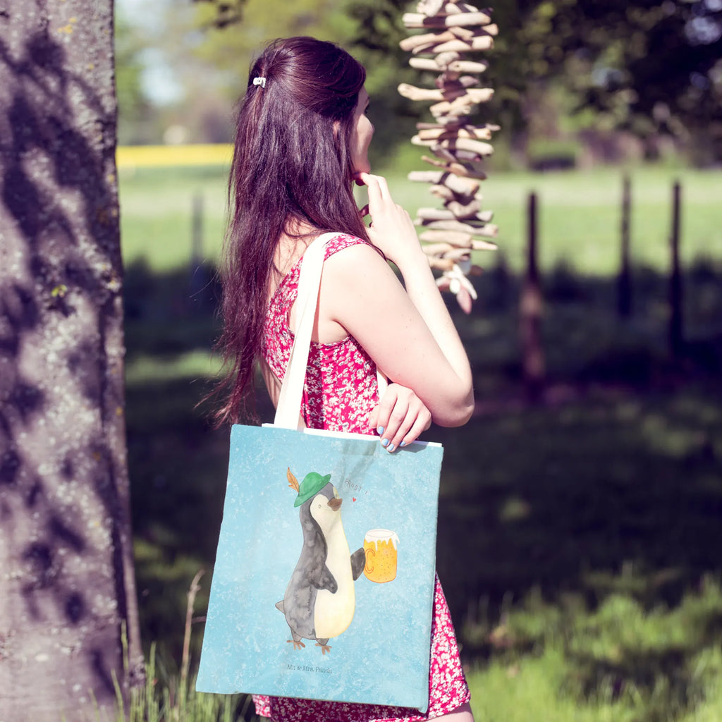 Einkaufstasche Pinguin Bier Tragetasche, Tasche, Beutel, Stofftasche, Baumwolltasche, Umhängetasche, Shopper, Einkaufstasche, Beuteltasche, Pinguin, Pinguine, Bier, Oktoberfest