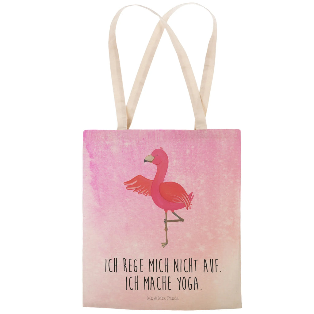 Einkaufstasche Flamingo Yoga Tragetasche, Tasche, Beutel, Stofftasche, Baumwolltasche, Umhängetasche, Shopper, Einkaufstasche, Beuteltasche, Flamingo, Vogel, Yoga, Namaste, Achtsamkeit, Yoga-Übung, Entspannung, Ärger, Aufregen, Tiefenentspannung