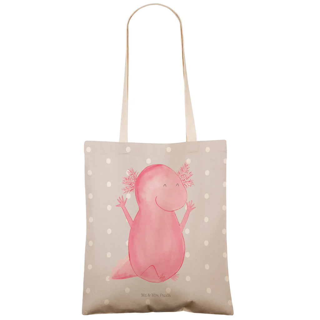 Einkaufstasche Axolotl Hurra Tragetasche, Tasche, Beutel, Stofftasche, Baumwolltasche, Umhängetasche, Shopper, Einkaufstasche, Beuteltasche, Axolotl, Molch, Axolot, Schwanzlurch, Lurch, Lurche, fröhlich, Spaß, Freude, Motivation, Zufriedenheit