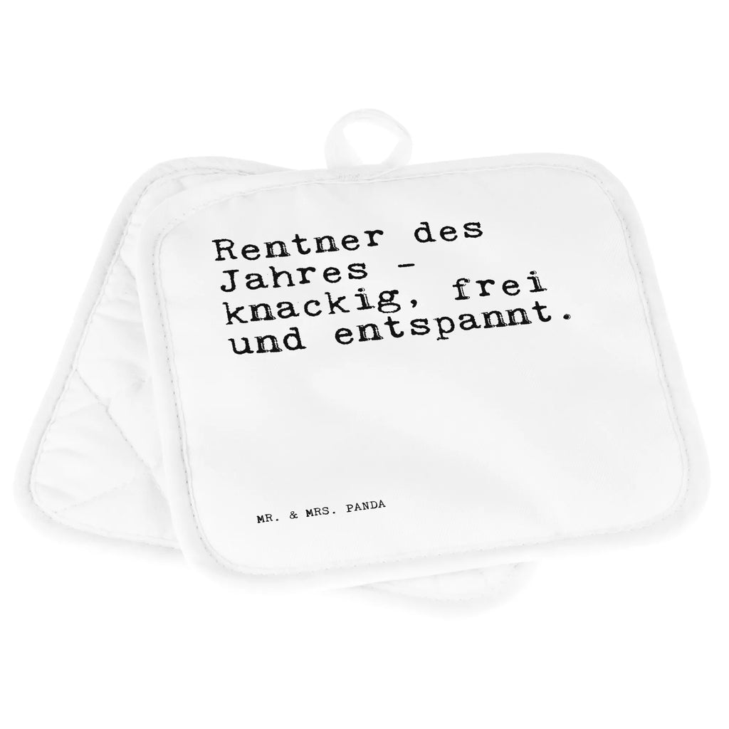 2er Set Topflappen  Sprüche und Zitate Rentner des Jahres - knackig, frei und entspannt. Topflappen, Topfuntersetzer, Ofenhandschuh, Topflappen Set, Topflappen lustig, Topflappen mit Spruch, Ofenhandschuhe, Topfhandschuhe, Topfhandschuh, Topflappenset, Topflappen 2er Set, Schöne Topflappen, Spruch, Sprüche, lustige Sprüche, Weisheiten, Zitate, Spruch Geschenke, Spruch Sprüche Weisheiten Zitate Lustig Weisheit Worte