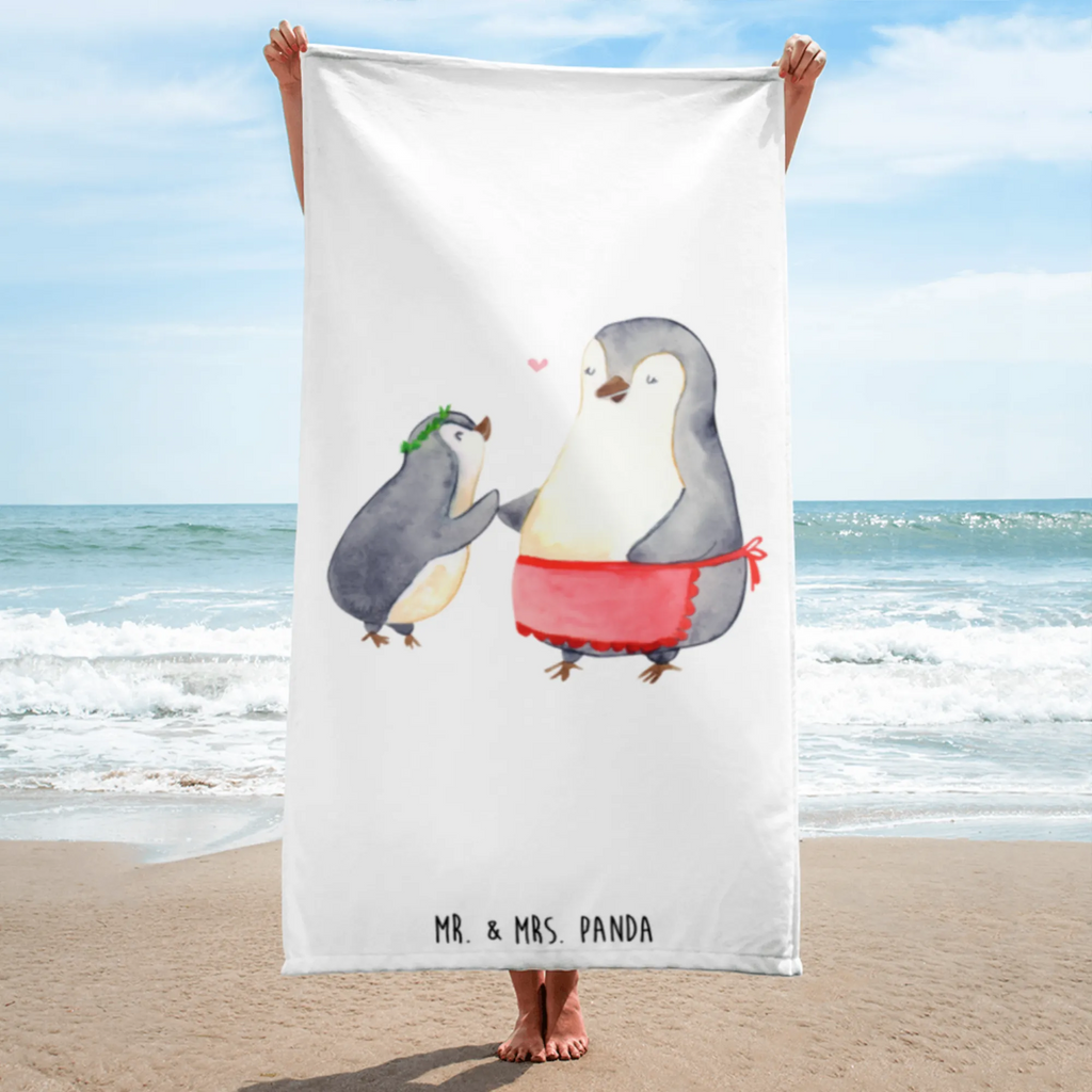 XL Badehandtuch Pinguin mit Kind Handtuch, Badetuch, Duschtuch, Strandtuch, Saunatuch, Familie, Vatertag, Muttertag, Bruder, Schwester, Mama, Papa, Oma, Opa, Geschenk, Mami, Mutti, Mutter, Geburststag