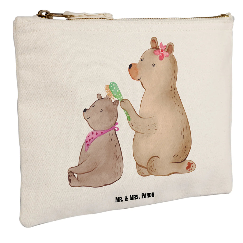 Schminktasche Bär mit Kind Schminktasche, Kosmetiktasche, Kosmetikbeutel, Stiftemäppchen, Etui, Federmappe, Makeup, XXL, Schminketui, Kosmetiketui, Schlamperetui, Familie, Vatertag, Muttertag, Bruder, Schwester, Mama, Papa, Oma, Opa, Geschenk, Mutti, Mutter