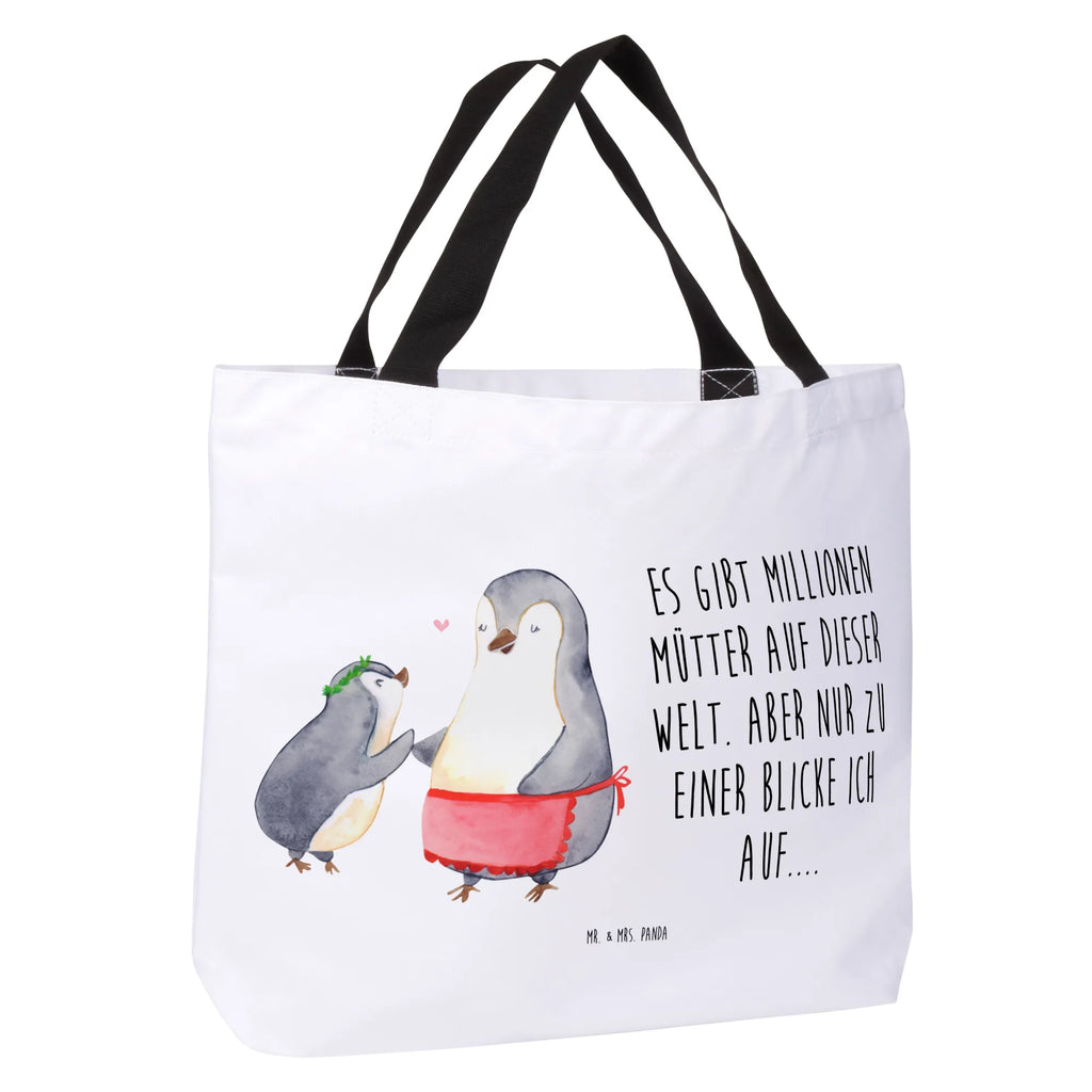 Shopper Pinguin mit Kind Beutel, Einkaufstasche, Tasche, Strandtasche, Einkaufsbeutel, Shopper, Schultasche, Freizeittasche, Tragebeutel, Schulbeutel, Alltagstasche, Familie, Vatertag, Muttertag, Bruder, Schwester, Mama, Papa, Oma, Opa, Geschenk, Mami, Mutti, Mutter, Geburststag