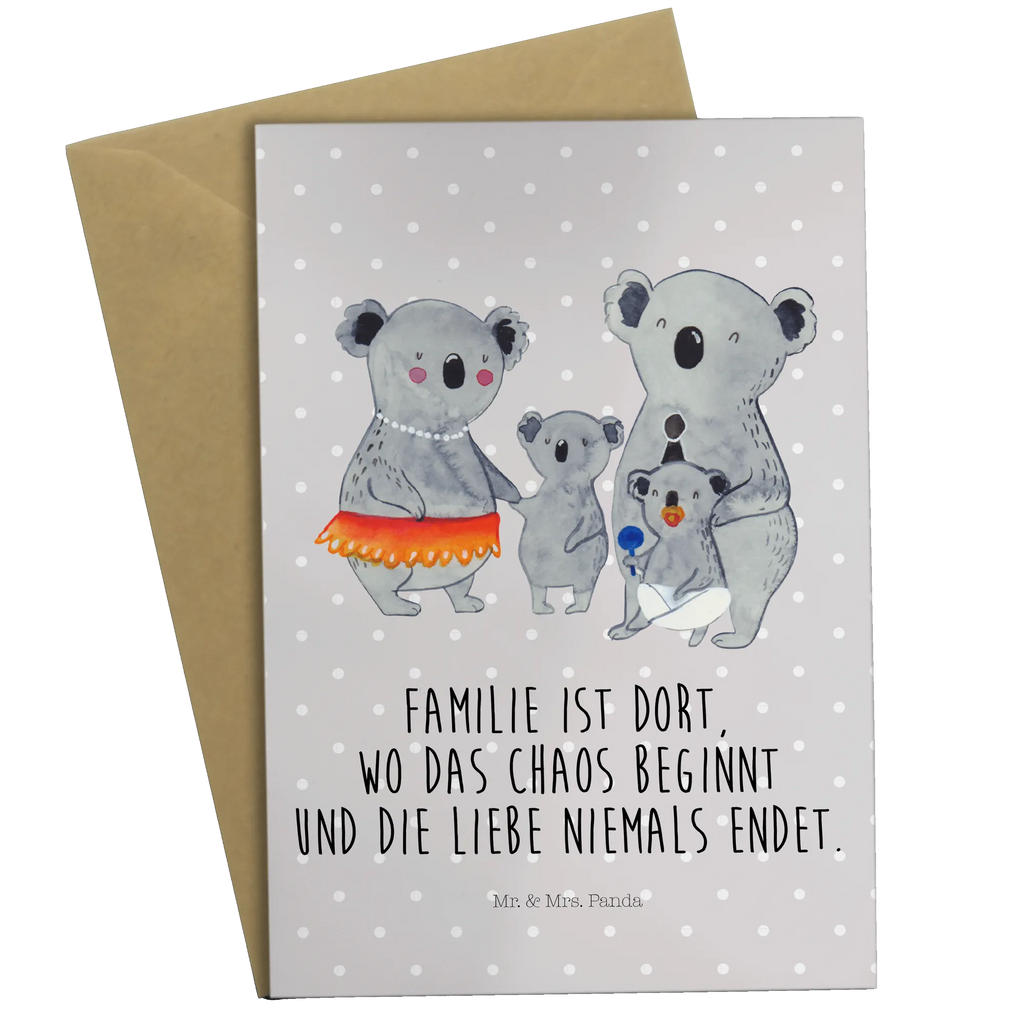 Grußkarte Koala Familie Grußkarte, Klappkarte, Einladungskarte, Glückwunschkarte, Hochzeitskarte, Geburtstagskarte, Karte, Ansichtskarten, Familie, Vatertag, Muttertag, Bruder, Schwester, Mama, Papa, Oma, Opa, Koala, Koalas, Family, Kinder, Geschwister, Familienleben