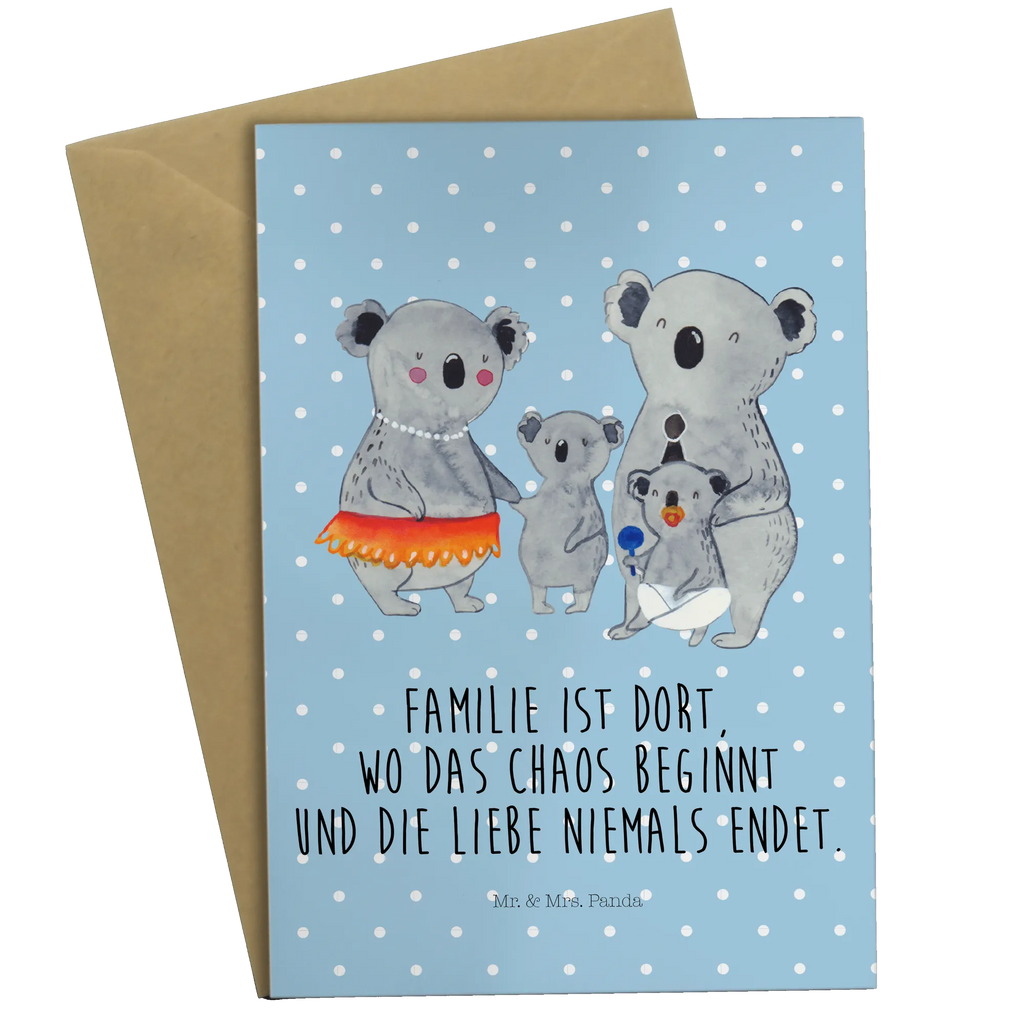 Grußkarte Koala Familie Grußkarte, Klappkarte, Einladungskarte, Glückwunschkarte, Hochzeitskarte, Geburtstagskarte, Karte, Ansichtskarten, Familie, Vatertag, Muttertag, Bruder, Schwester, Mama, Papa, Oma, Opa, Koala, Koalas, Family, Kinder, Geschwister, Familienleben